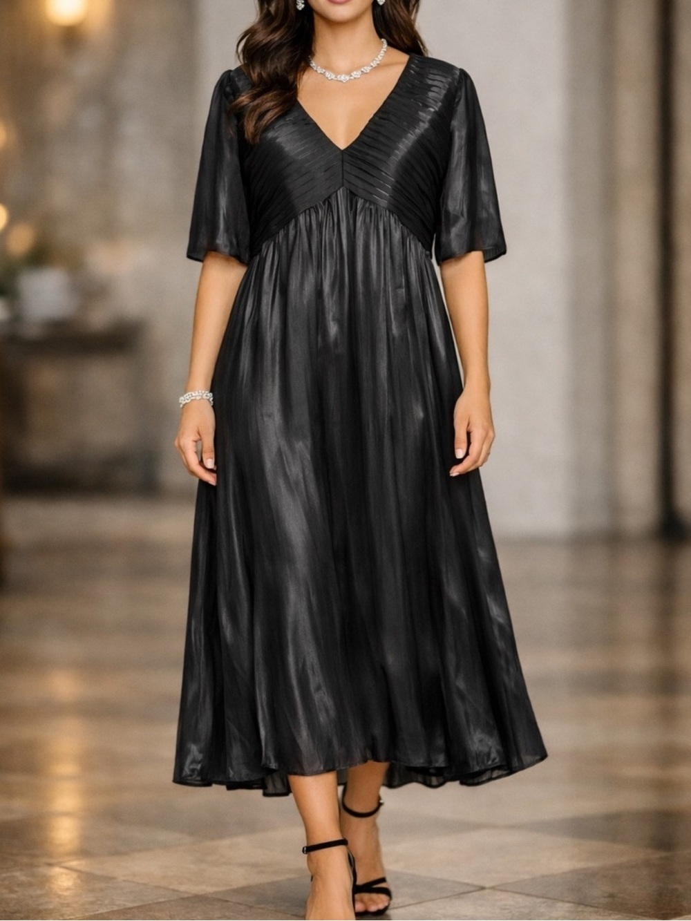 Crosby by Mollie Burch Marley Dress in Black Pintuck Organza Dress Size Large
